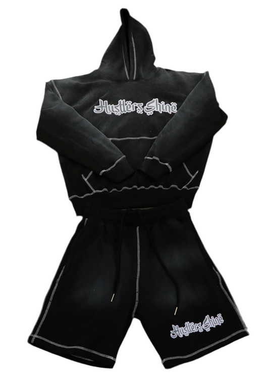 Hustlers Shine Hooded Short Set - Acid Black
