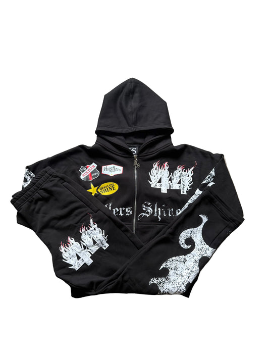 Hustlers Shine OGM Cropped Tracksuit - Black